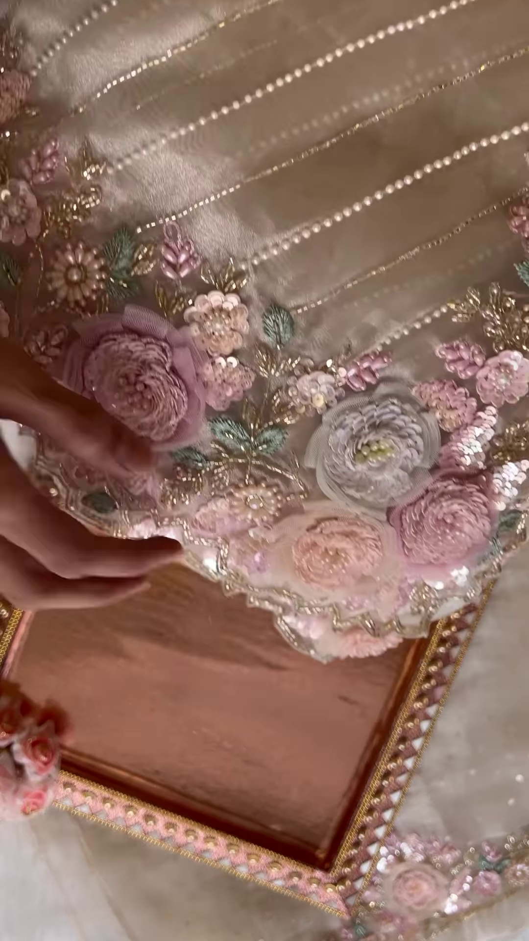 Champagne Gold 3D Floral Applique Gown