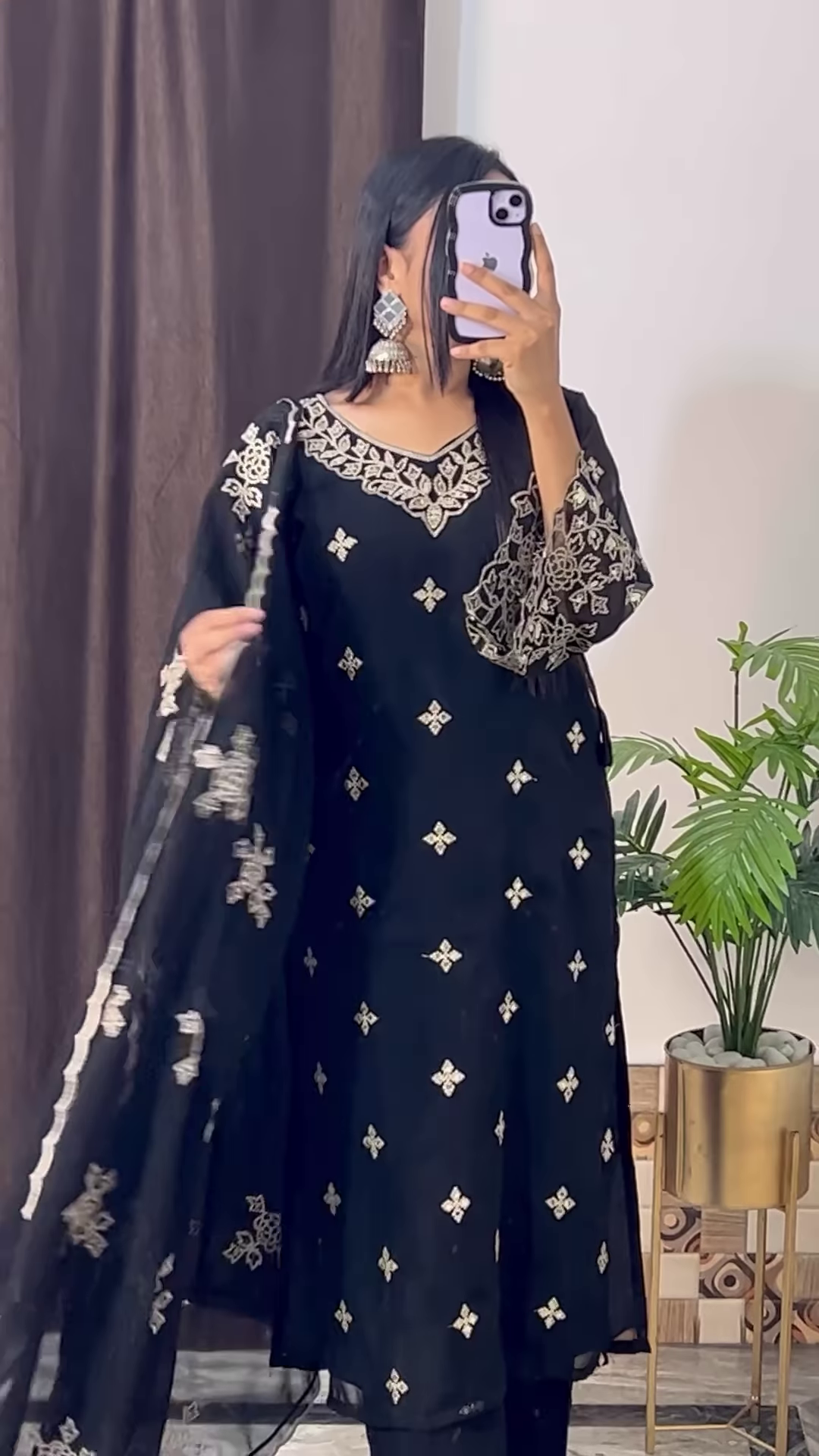 Mustard Yellow Silk Kurta with Ethnic Floral Embroidery and Pink Dupatta - Vibrant Festive Suit Set - Image 6