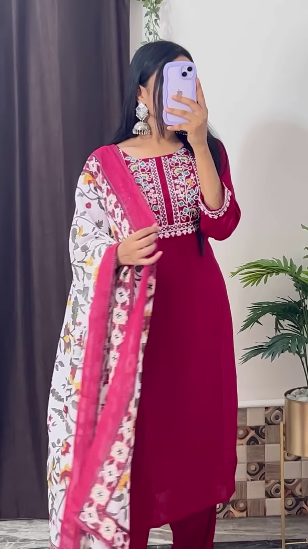 Elegant Dark Teal Green Kurta with White Floral Embroidery and Printed Organza Dupatta - Chic Ethnic Set - Image 5