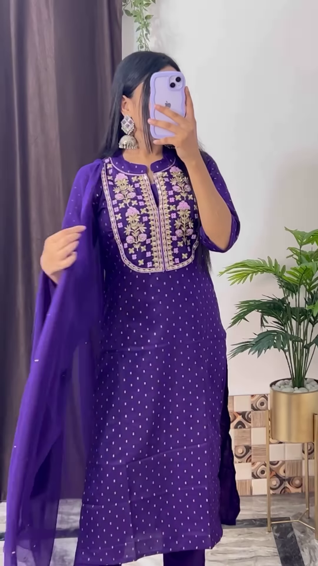 Elegant Dark Teal Green Kurta with White Floral Embroidery and Printed Organza Dupatta - Chic Ethnic Set - Image 4