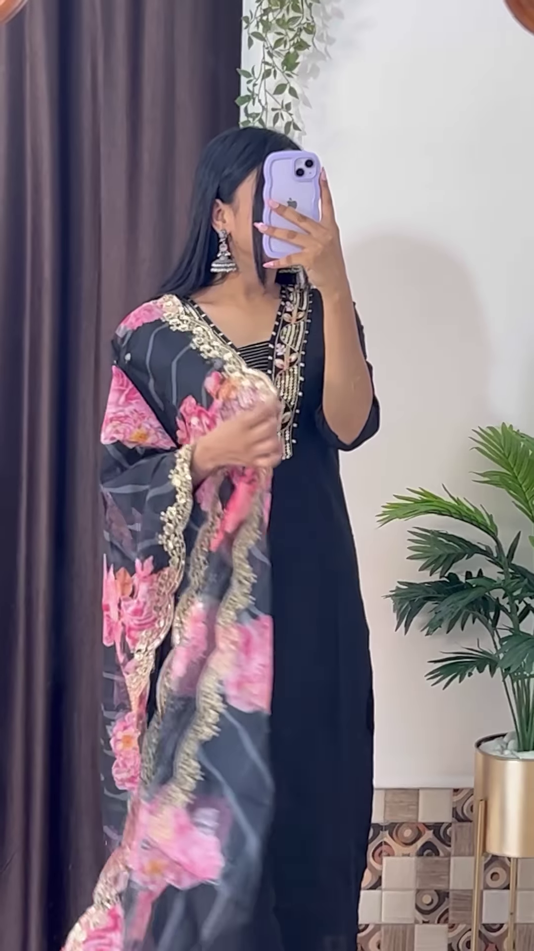 Elegant Dark Teal Green Kurta with White Floral Embroidery and Printed Organza Dupatta - Chic Ethnic Set