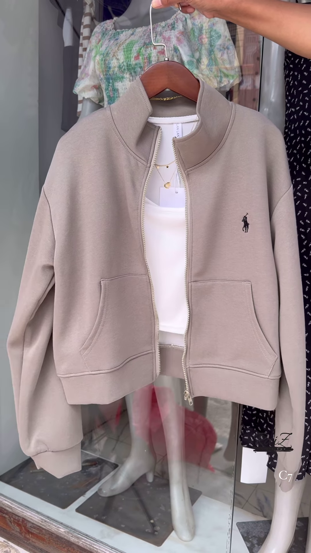 Cocoa Brown Full-Zip Cropped Hoodie with Fleece Lining and Minimalist Logo Detail - Premium Winter Athleisure - Image 7