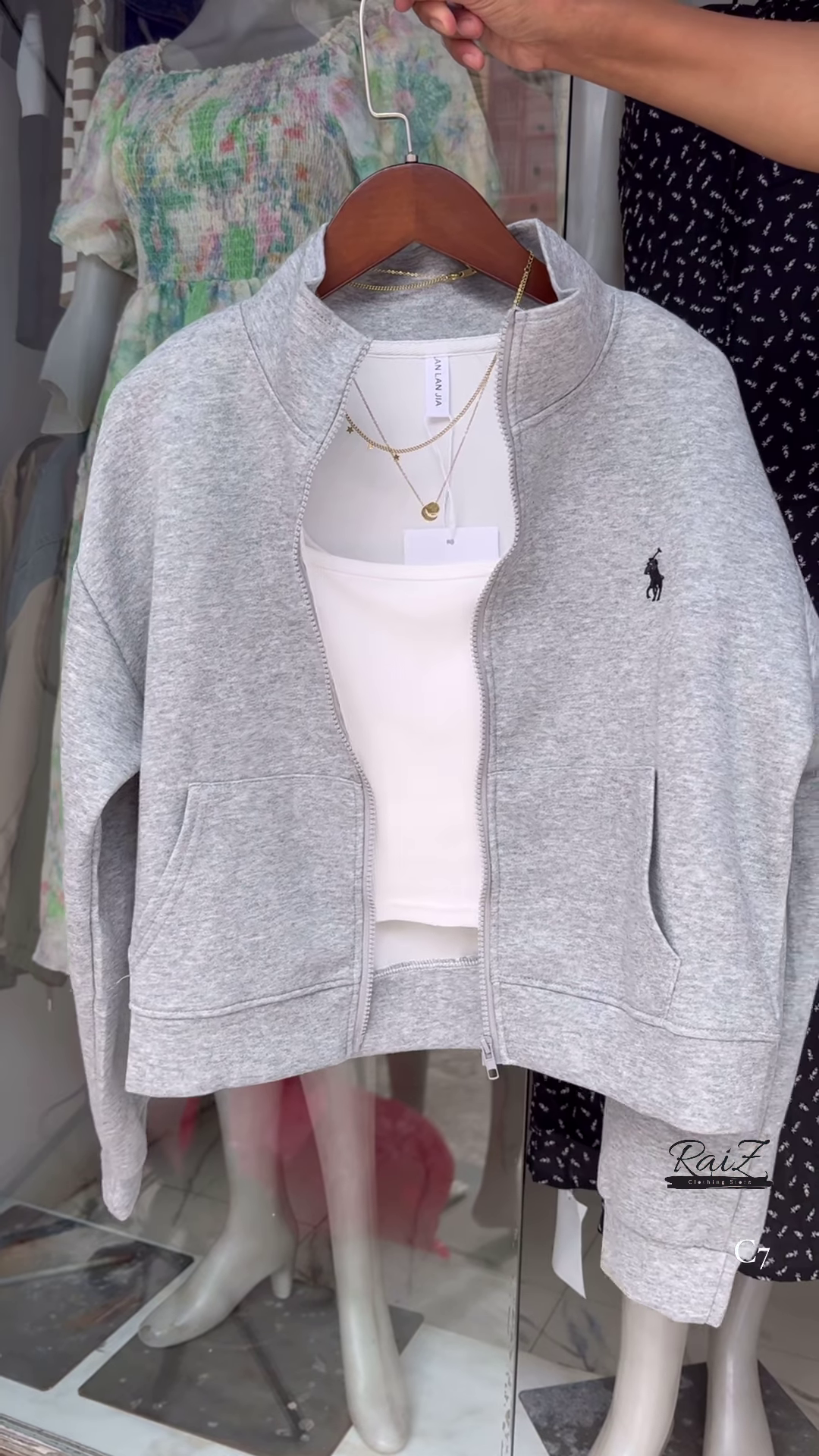 Cocoa Brown Full-Zip Cropped Hoodie with Fleece Lining and Minimalist Logo Detail - Premium Winter Athleisure - Image 3