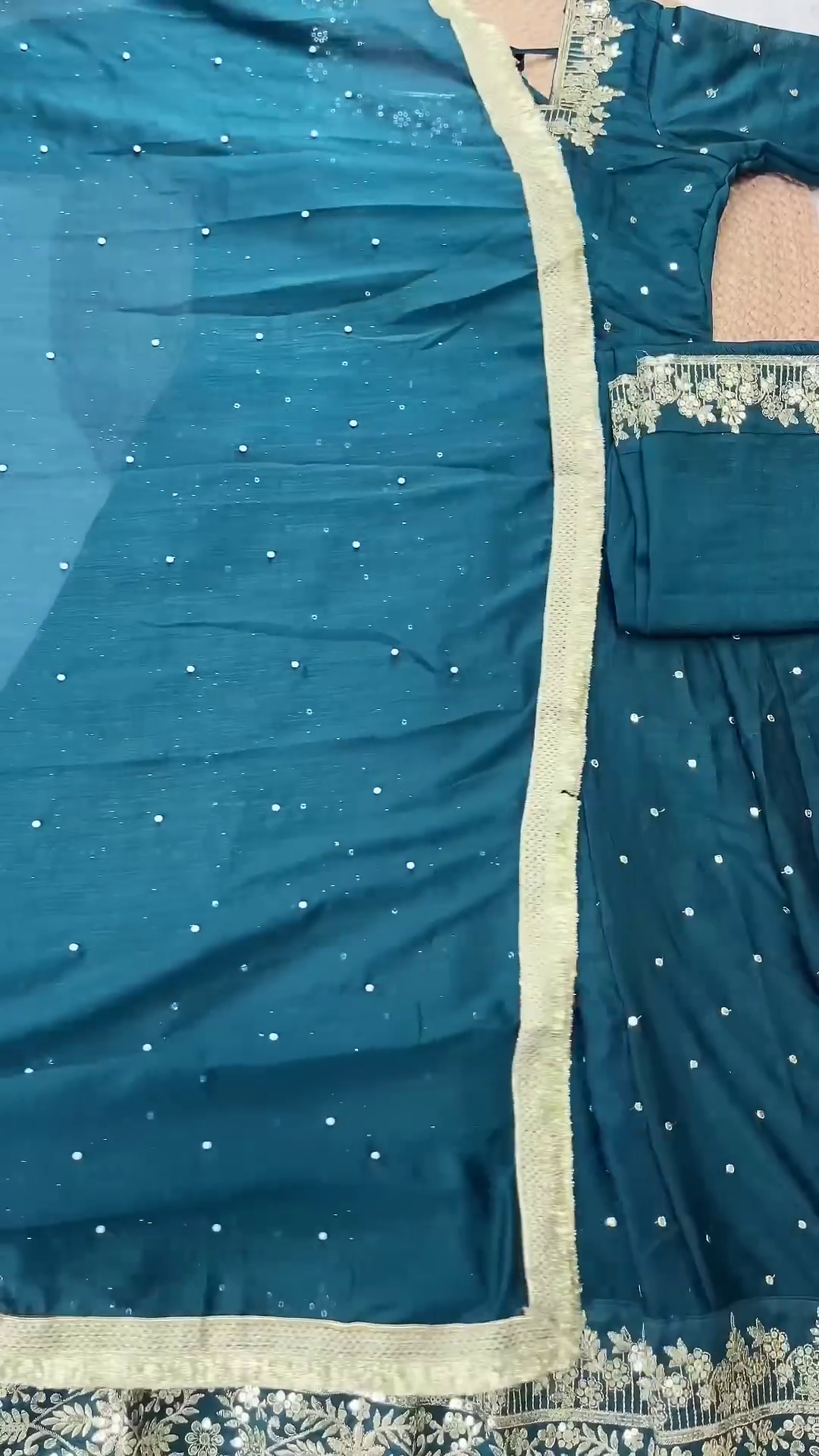 Grand Midnight Black Anarkali with Golden Zari Artistry - Image 2