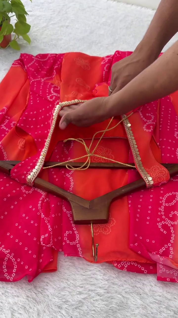Sunset Bandhani Fusion Anarkali Set - Image 3