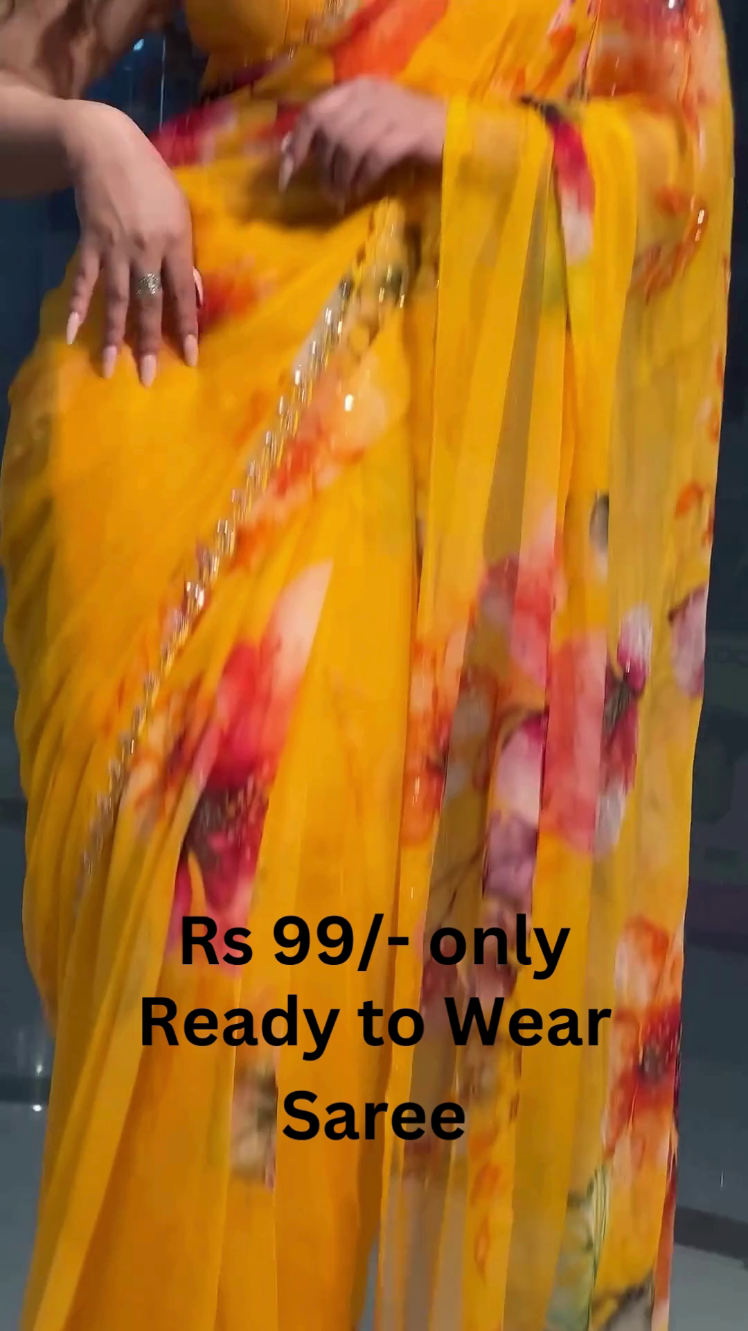 Golden Sunburst Floral Saree with Scalloped Zari Border