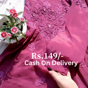 Wine Georgette Embroidered Anarkali Gown